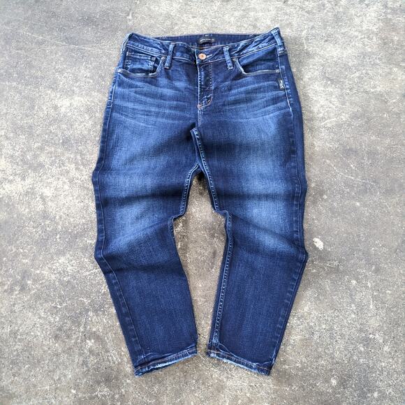 Silver Jeans Womens 32 Blue Pants Avery Skinny Crop Stretch Dark Denim - Picture 1 of 8